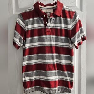 Striped Red and Gray Men's Polo Shirt